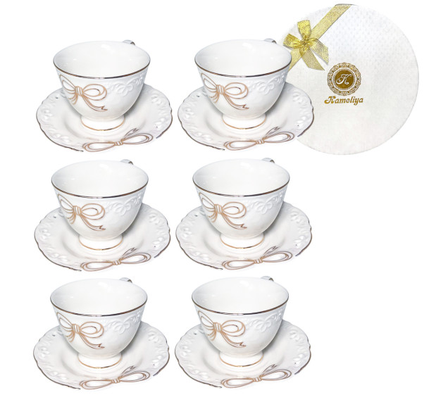 1546 Сервіз кавовий 12 пр Білий бант (чашка  120мл) - фото