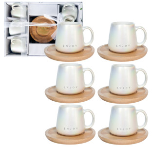 1547 Сервіз кавовий 12пр. (6 чашок та 6 блюдець бамбук) Гламур 90 мл - фото