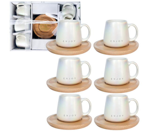 1547 Сервіз кавовий 12пр. (6 чашок та 6 блюдець бамбук) Гламур 90 мл - фото