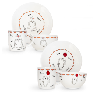 1591-11/У Набір для сніданку 3пр. Cat story (тарілка-20см,чашка-360мл,піала- 500 мл) без упаковки - фото