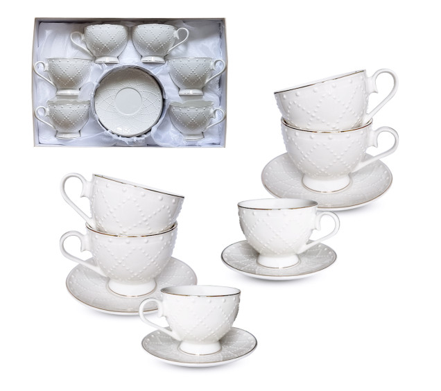 17162-00 Сервіз чайний 12пр. "Аделіна"  ( чашка 250мл, блюдце 14см) - фото