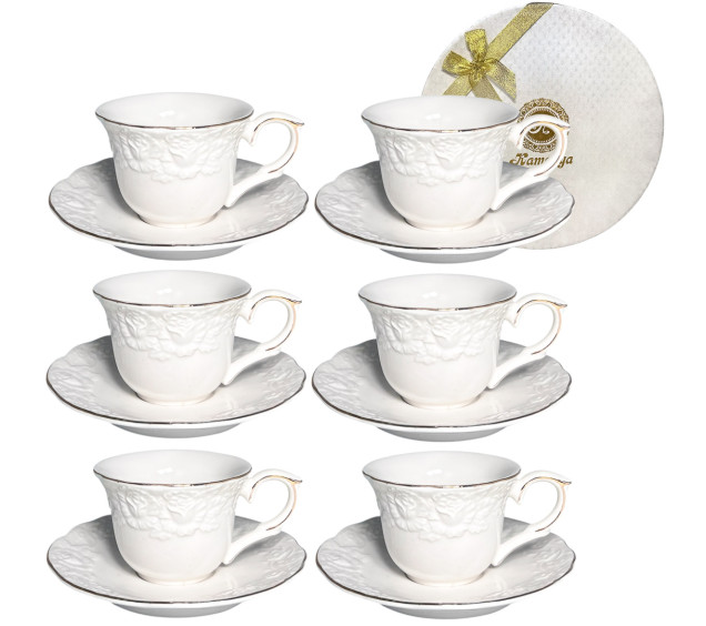 1717 Набір кавовий Біла ніч (чашка-80мл, блюдце-12см) - фото