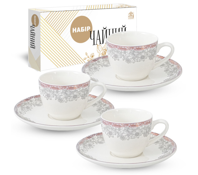 1753-15 Сервіз чайний 12пр. Бернадот (чашка  280 мл блюдце 15 см) - фото