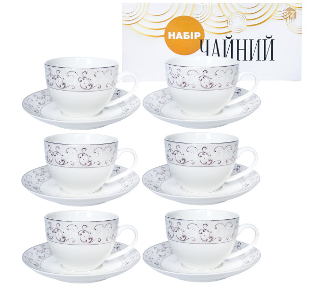 1753-2 Сервіз чайний 12пр. Констанція (чашка 280мл, блюдце 15см) - фото