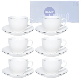 1753-4 Сервіз чайний 12пр. Срібло (чашка 280мл, блюдце 15см) - фото