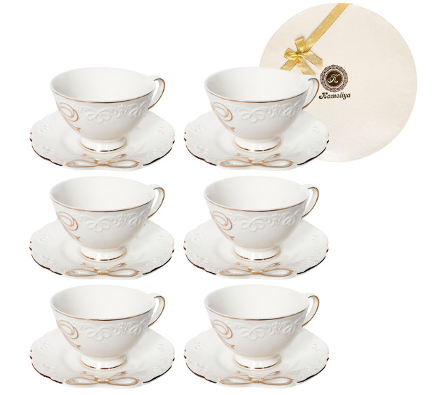 1754 Сервіз чайний 12пр. Білий бант (чашка 220мл) - фото
