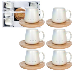 1759 Набір чайний 12пр. (6 чашок та 6 блюдець бамбук)  Гламур 230 мл - фото