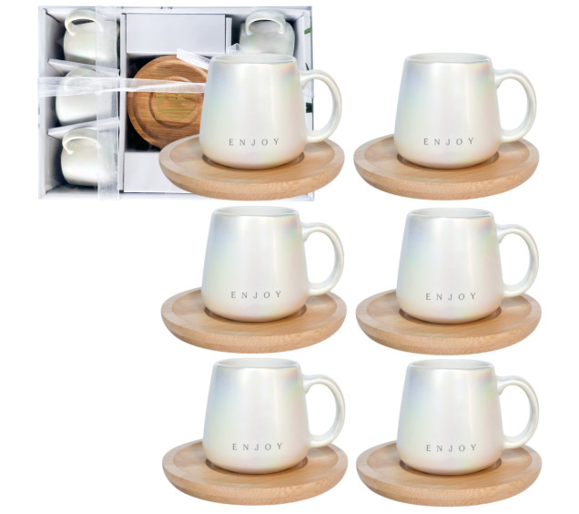 1759 Набір чайний 12пр. (6 чашок та 6 блюдець бамбук)  Гламур 230 мл - фото