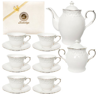1777 Сервіз чайний 14пр. Біла ніч (чайник 500мл, цукорниця 350мл, чашка 220мл, блюдце 15,5см) - фото
