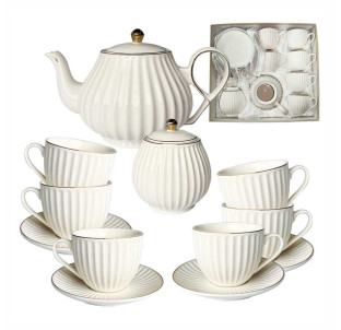 18044-00 Сервіз чайний 14пр (Чайник 750 мл, цукорниця 420 мл, чашка 250 мл, блюдце 14см) Франческа - фото