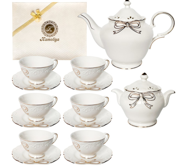 1805 Сервіз чайний 14пр. Білий бант - фото