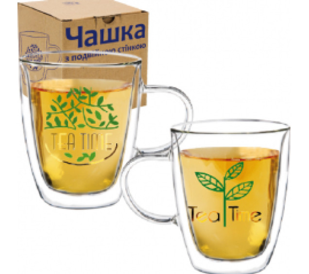 202-24 Чашка з подвійною стінкою Tea time 380мл - фото