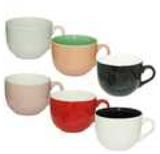 2034-02 Чашка Дужа 500мл 6кол(білий,біло-чорна,чорно-біла,червоно-біла,рожево-біла,рожево-зел) - фото