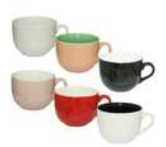 2034-02 Чашка Дужа 500мл 6кол(білий,біло-чорна,чорно-біла,червоно-біла,рожево-біла,рожево-зел) - фото