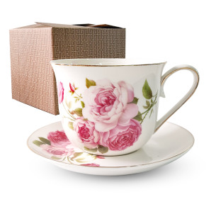 2042/1 Чашка з блюдцем Бант (500мл, бл.16,5см) в універсальній коробці - фото