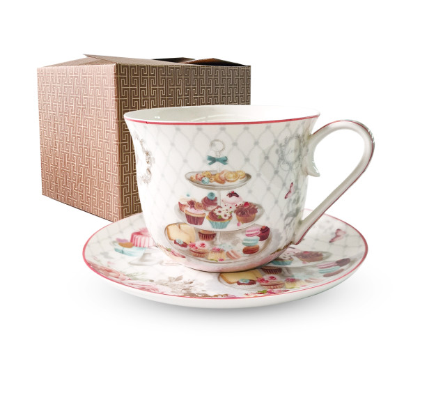 2043/1 Чашка з блюдцем Десерт (чашка 500мл, блюдце 16,5см) в універсальній коробці - фото