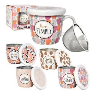 20606 Чашка заварювальна у подар.упак.350мл Pink - фото