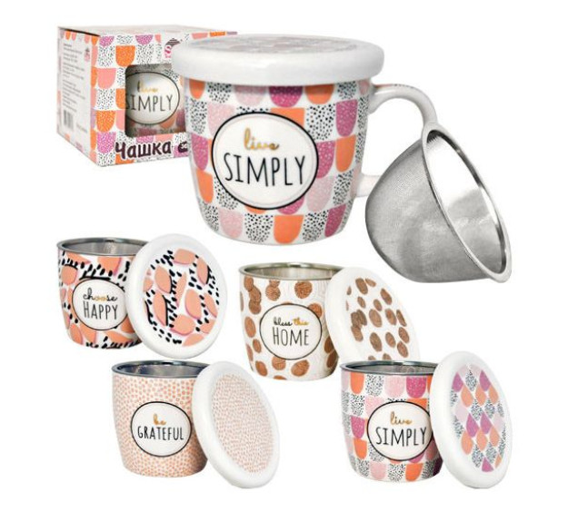 20606 Чашка заварювальна у подар.упак.350мл Pink - фото