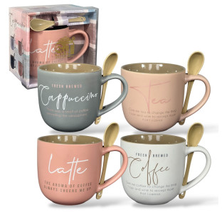 2061-01 Чашка з ложкою Дужа "Кав'ярня" 500 мл - фото