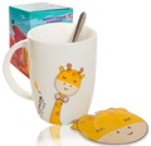 20619 Чашка з кришкою та ложкою 400мл Giraffe - фото