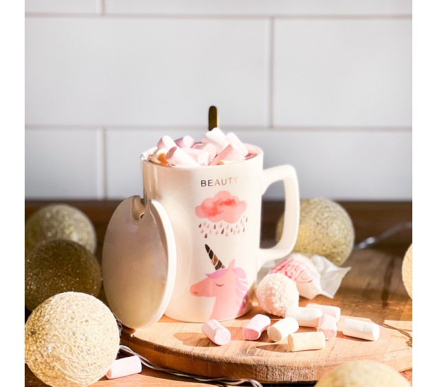 20627 Чашка з кришкою та ложкою 400мл "Unicorn" - фото 1