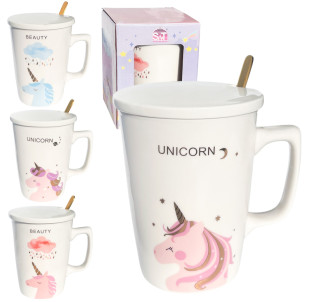 20627 Чашка з кришкою та ложкою 400мл "Unicorn" - фото