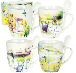 2063-05 Чашка з ложкою Місто 400мл - фото