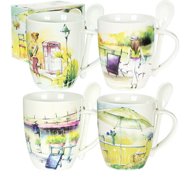 2063-05 Чашка з ложкою Місто 400мл - фото