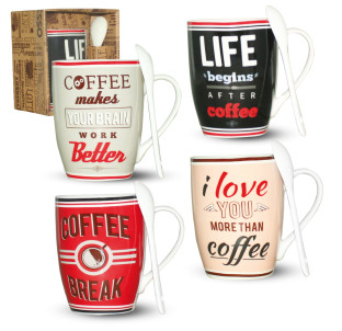 2063-06 Чашка з ложкою Кава лайт 360мл - фото