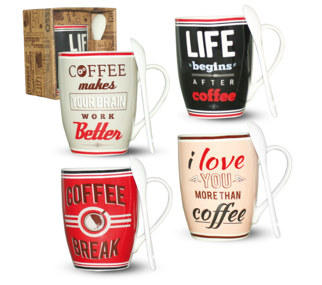 2063-06 Чашка з ложкою Кава лайт 360мл - фото