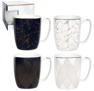 20700 Чашка квадрат "Чорно-біла Графіка" (золото) 380 мл - фото