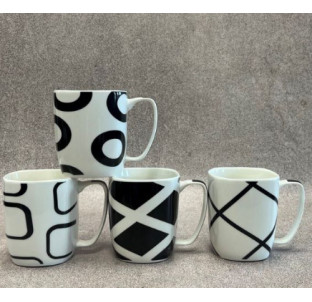 20701 Чашка квадрат "Чорно-біла Абстракція" 400 мл - фото