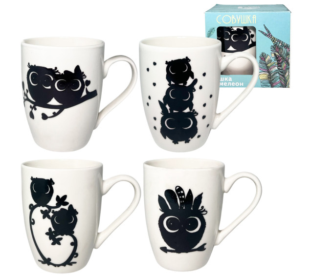 2091-14 Чашка хамелеон Совушка 360мл - фото