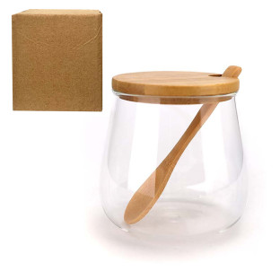 212121-9 Цукорниця 500мл з бамбуковою ложкою - фото