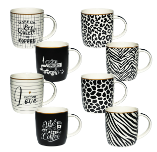 2183-30 Чашка "Black and White" мікс 400мл - фото