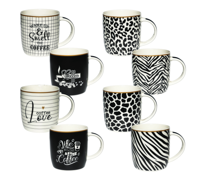 2183-30 Чашка "Black and White" мікс 400мл - фото