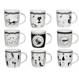2183 Чашка 360мл Коти чорно-біла - фото