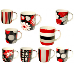 2183 Чашка 360мл Червоне і Чорне - фото