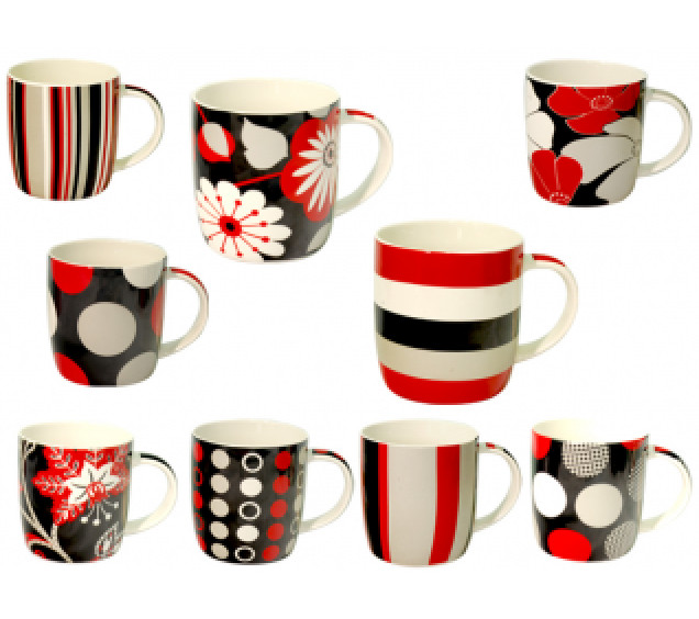 2183 Чашка 360мл Червоне і Чорне - фото