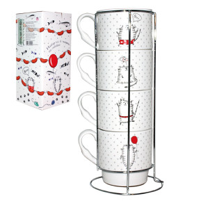 021-04-06/У Набір 4 чашки на стійці Cat story 320мл (пошкоджена упаковка) - фото