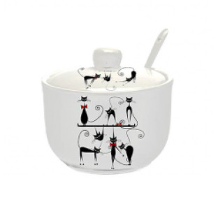 2242-12/1 Цукорниця з ложкою 450мл "Чорна кішка" (d-11см, h-7,5см)(без подарункової упаковки) - фото