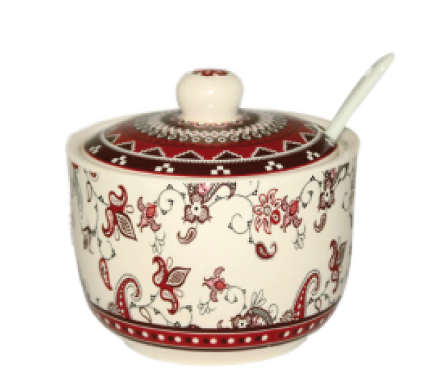 2242-15/1 Цукорниця з ложкою 450мл "Орнамент" (d-11см, h-7,5см) (без подарункової упаковки) - фото