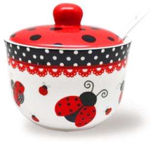 2242-17/1 Цукорниця з ложкою 450мл "Божа корівка" (d-11см, h-7,5см)(без подарункової упаковки) - фото