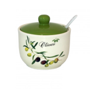 2242-8/1 Цукорниця з ложкою 450мл "Оливки" (d-11см, h-7,5см)(без подарункової упаковки) - фото