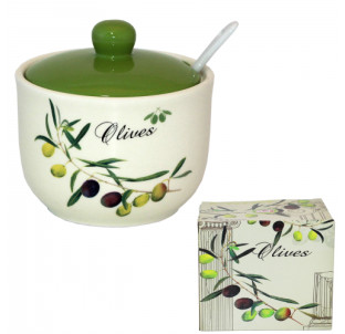 2242-8 Цукорниця з ложкою 450мл "Оливки" (d-11см, h-7,5см) - фото