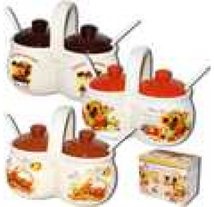 2243-4 Банка для спецій подвійна з 2 ложками 450мл Кантрі Мікс - фото