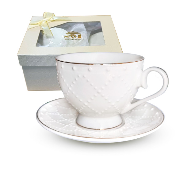 23192-00 Набір чашка з блюдцем "Аделіна"  ( чашка 250мл, блюдце 14см) - фото