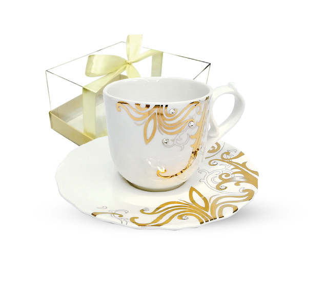 2320-4 Чашка з блюдцем Жаклін (чашка 220мл, блюдце 15,5см) - фото