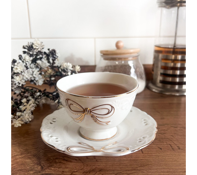 2329 Чашка з блюдцем Білий бант 240мл - фото 2