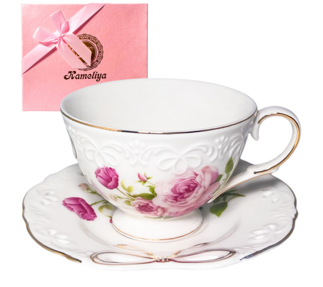 2335 Чашка з блюдцем Бант (240мл, бл.15см) - фото